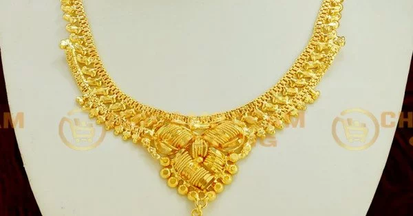 Gold Plated Long Necklace Set With Best Price Flower