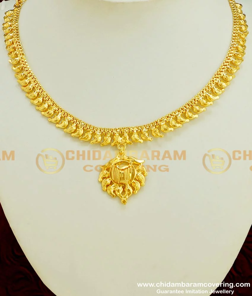 Buy Simple Party Wear 2 Gram Gold Guarantee Plain Necklace Online