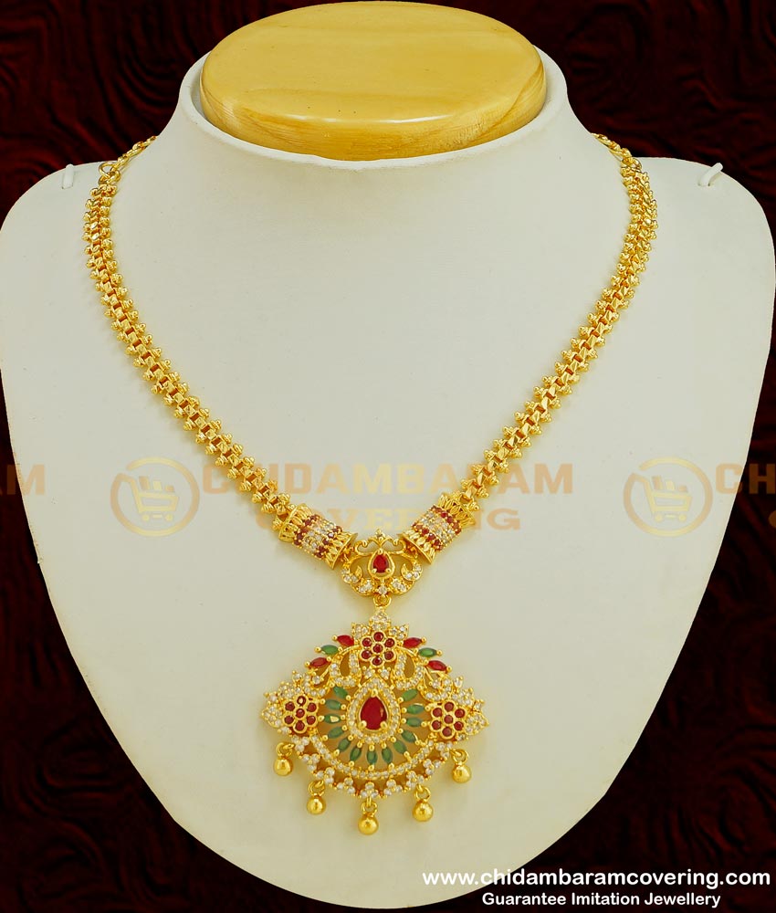 NLC395 - Trendy Collection One Gram Gold High Quality AD Stone Designer Necklace Online