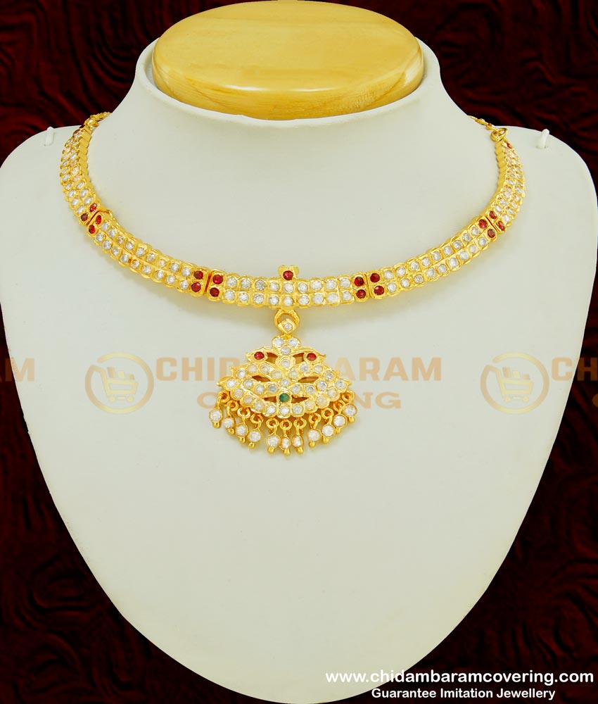 NLC405 - Traditional Impon Gold Attigai Peacock Design Chidambaram Covering Old Model Attigai Collection