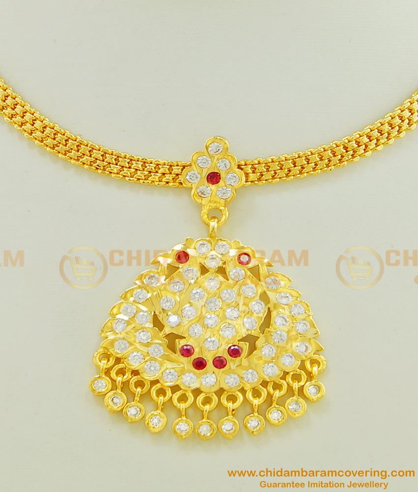 NLC472 - Beautiful Peacock Design Big Dollar Impon Attigai Wedding Impon Necklace Online