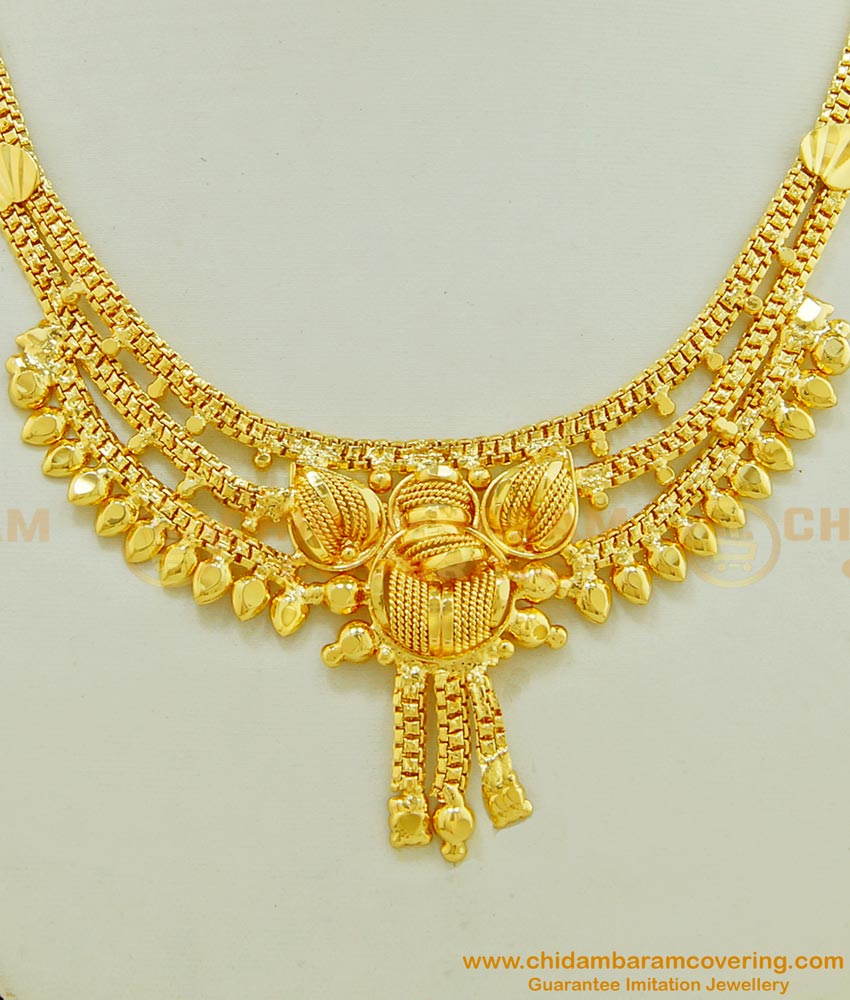 NLC480 - New Model Gold Plated Guarantee Layered Necklace Design for Women