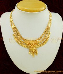 NLC481 - Marriage Bridal Gold Necklace Designs 3 Layer Calcutta Necklace Imitation Jewellery 