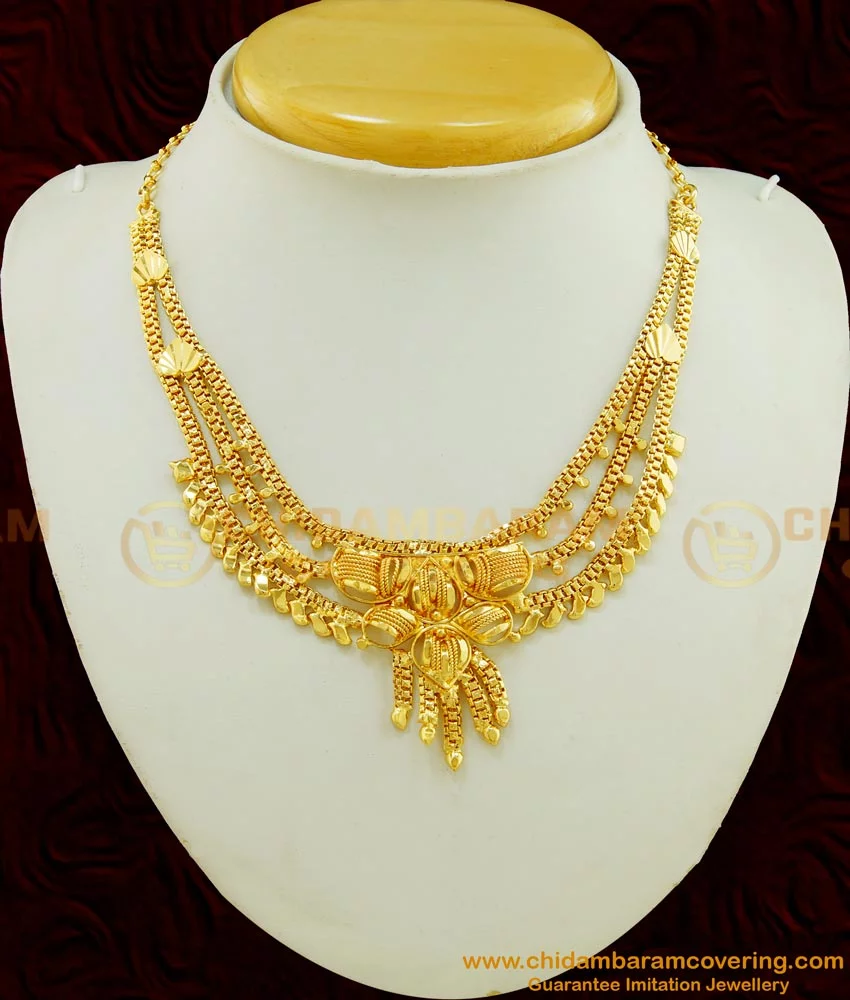 Buy Marriage Bridal Gold Necklace Designs 3 Layer Calcutta ...