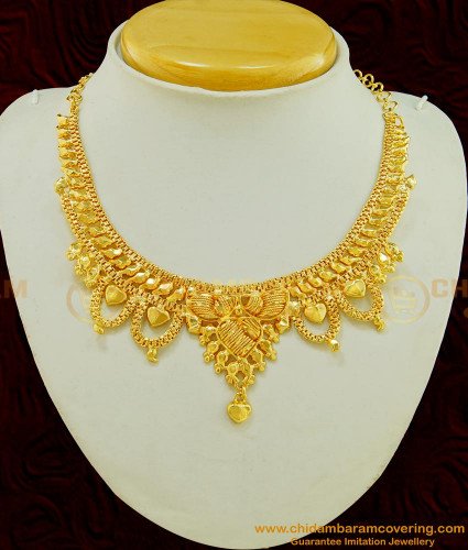 NLC482 - Latest Wedding Gold Design Necklace Micro Gold Plated Jewellery Online