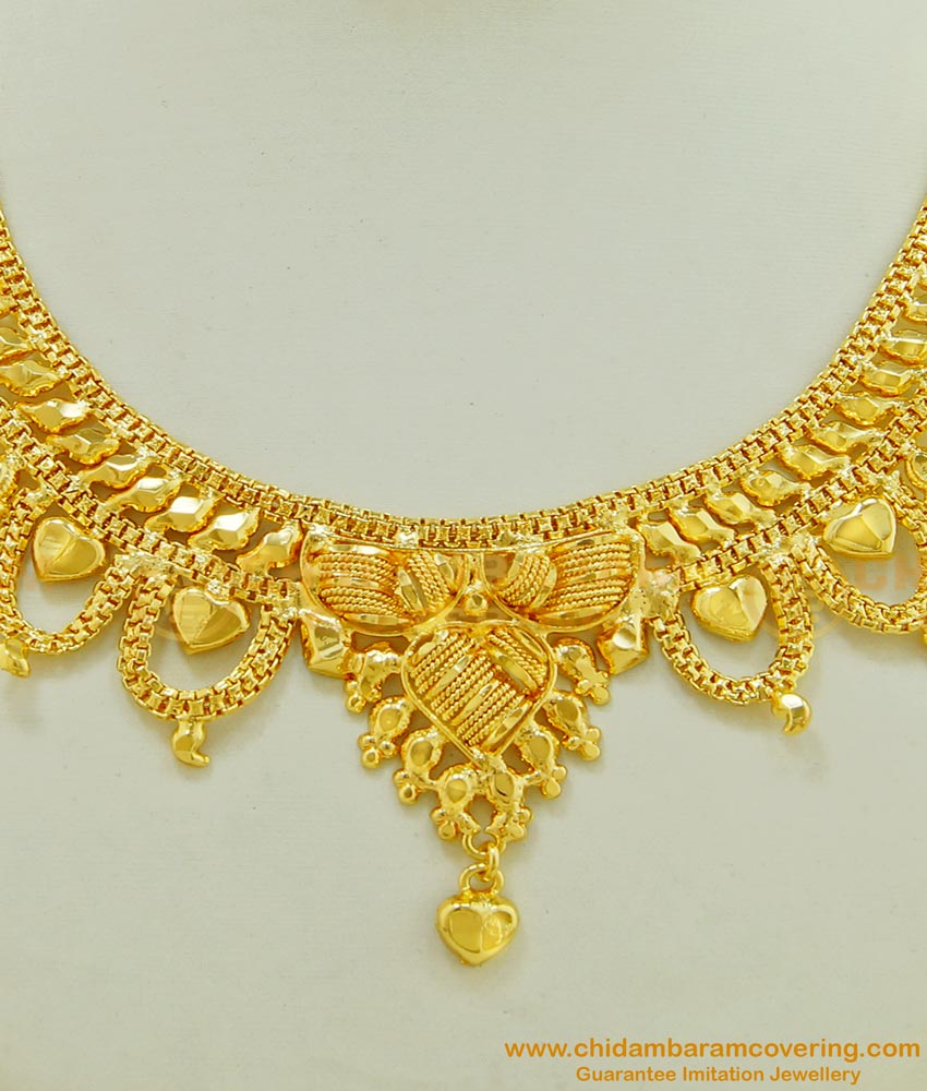 NLC482 - Latest Wedding Gold Design Necklace Micro Gold Plated Jewellery Online