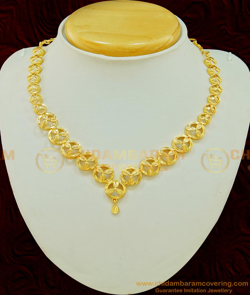 NLC516 - Modern Simple Gold Casting Necklace Design Imitation Jewellery Online