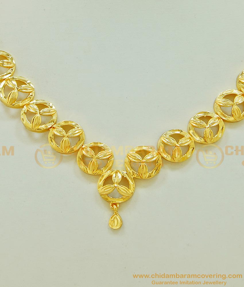 NLC516 - Modern Simple Gold Casting Necklace Design Imitation Jewellery Online