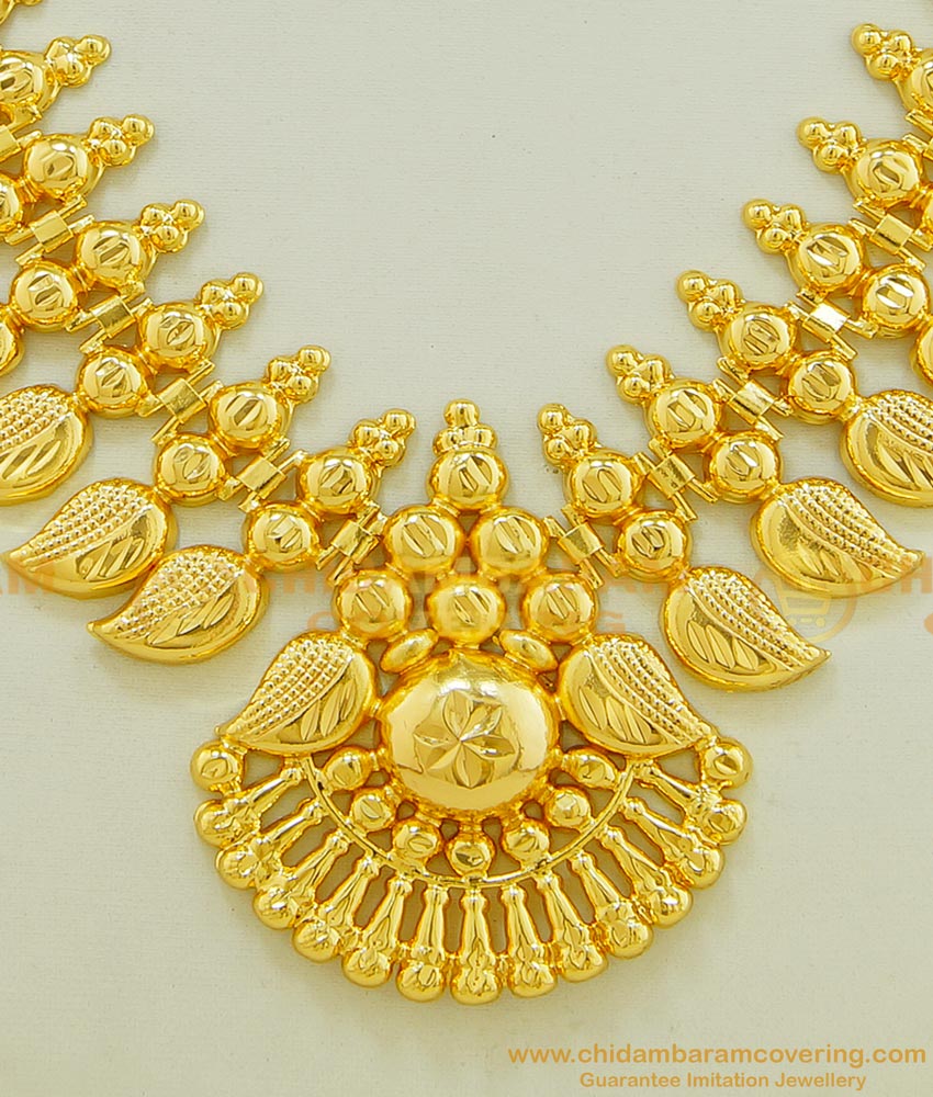 NLC521 - Gold Inspired Light Weight Mango Design Kerala Necklace Bridal Jewelry for Wedding