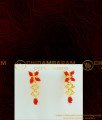 NLC525 - Elegant Flower Design U Shape American Diamond Gold Ruby Stone Necklace Earring Combo Set at Low Price
