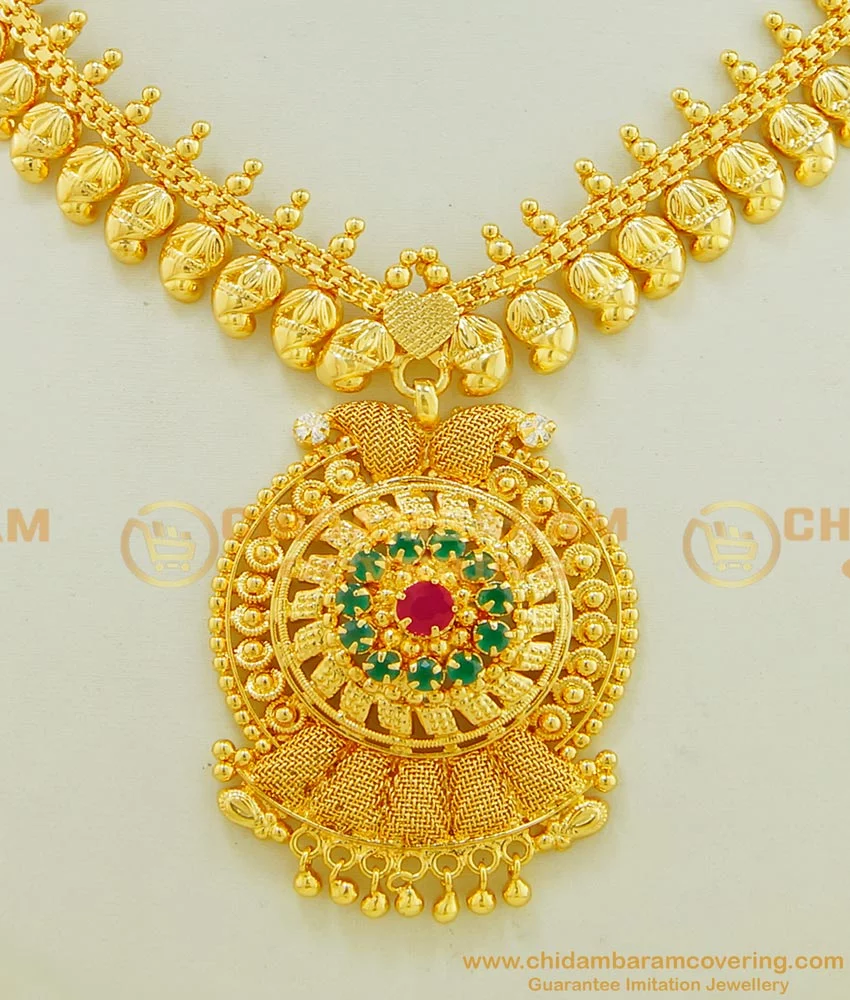Traditional Temple Jewellery Lakshmi pendant set ruby Pearl Mango Design  Mohan mala haram. Latest Wedding Jewellery Necklace for Women and Girls By  Indian Collectible, Pearl, No Gemstone : Amazon.ca: Clothing, Shoes &