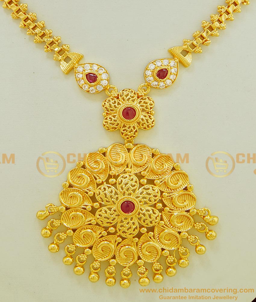 NLC535 - Trendy One Gram Gold AD Stone Designer Necklace Imitation Jewellery