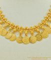 NLC538 - New Model One Gram Gold Plated Handmade Hanging Lakshmi Coin Necklace Designs Online