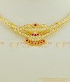 NLC550 - Latest Design Impon Attigai Necklace White And Ruby Stone Gold Design Necklace Thick Metal Jewellery 