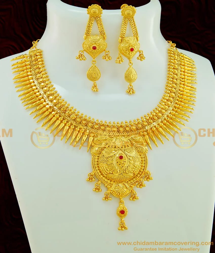Buy Grand Look Marriage Bridal Real Gold Necklace Kerala Mullapoo ...