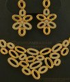 NLC590 - Grand Look Never Fade Yellow Gold Tone Party Wear Necklace Set Fashion Jewellery Online