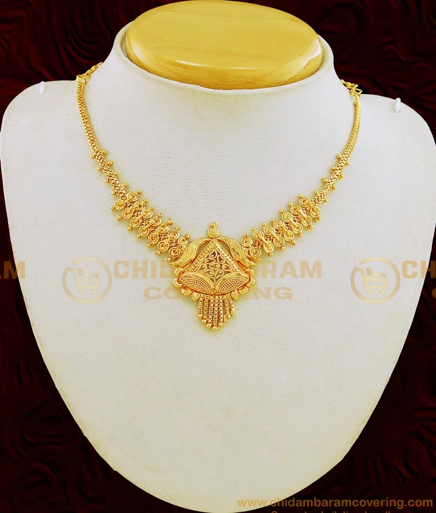 Buy Simple Light Weight Gold Design Plain One Gram Gold Necklace ...