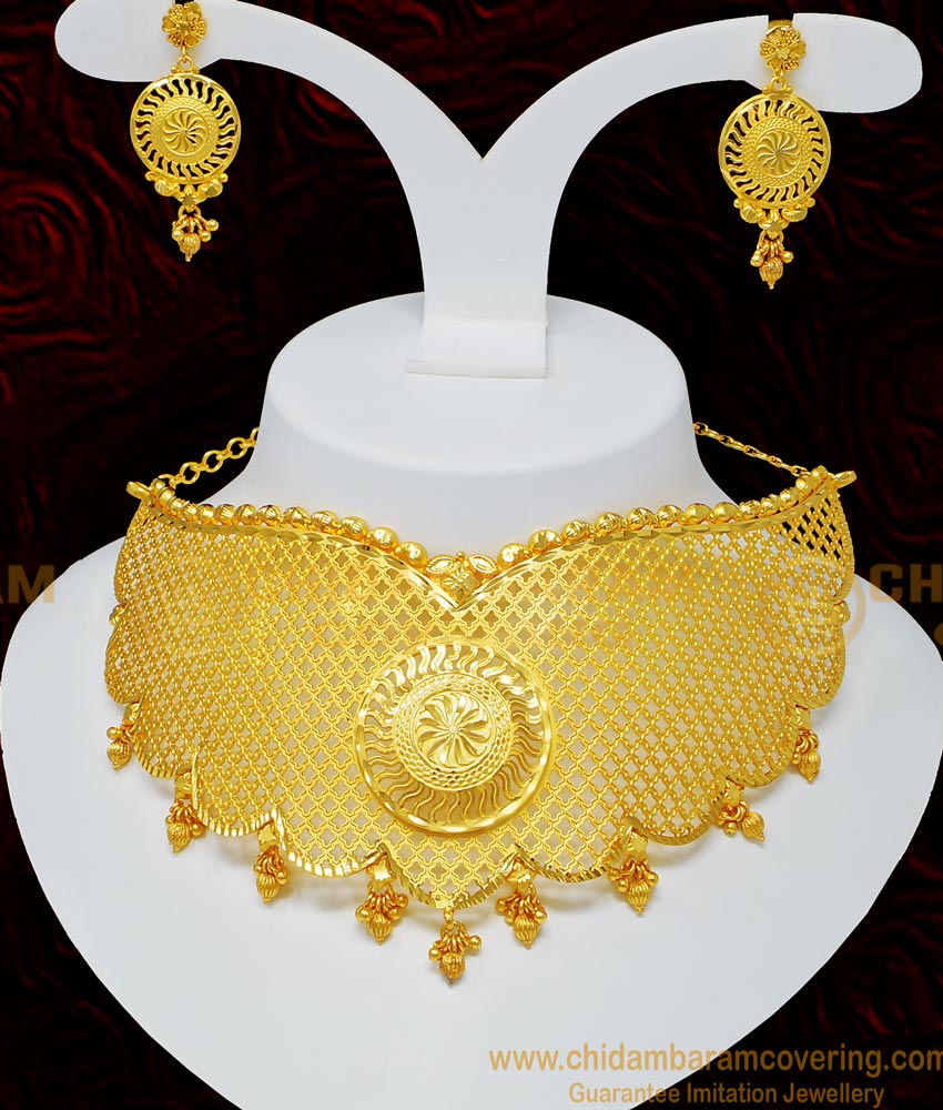 gold plated choker online, forming gold choker necklace set, 