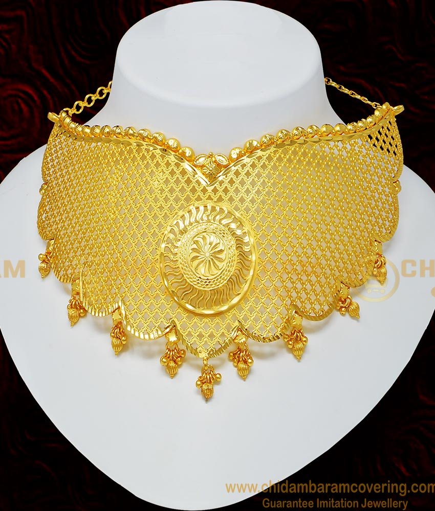 gold plated choker online, forming gold choker necklace set, 