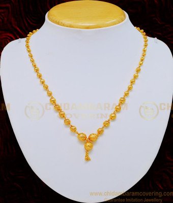 NLC712 - Simple Look Party Wear Gold Beads Necklace Guarantee Necklace Online