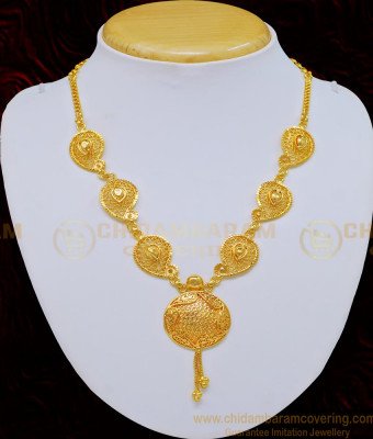 NLC728 - Beautiful Mango Design Party Wear Pure Gold Plated Necklace Collections Online    