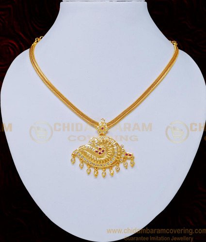 NLC736 - Five Metal Panchaloha Stone Snagu Design Impon Necklace for Women 