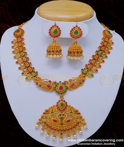 NLC812 - Latest Handmade Bridal Nagas Antique Jewellery Necklace with Jhumkas Buy Online