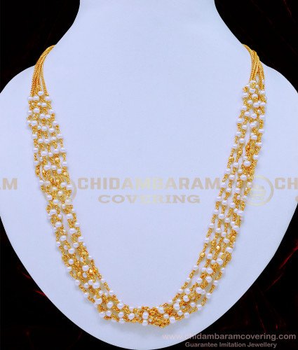 NLC828 - Unique Multi Layer Pearl Necklace Design Imitation Jewellery Online