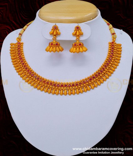 NLC831 - New Model Party Wear Temple Necklace with Earring Temple Jewellery Set Buy Online 