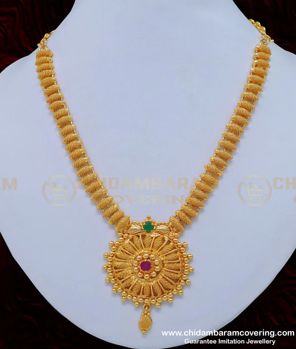 Buy Marriage Bridal Gold Necklace Design Net Pattern Stone ...