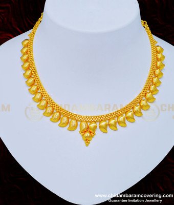 NLC859 - 1 Gram Gold Light Weight Daily Wear Mango Necklace Kerala Jewellery Buy Online