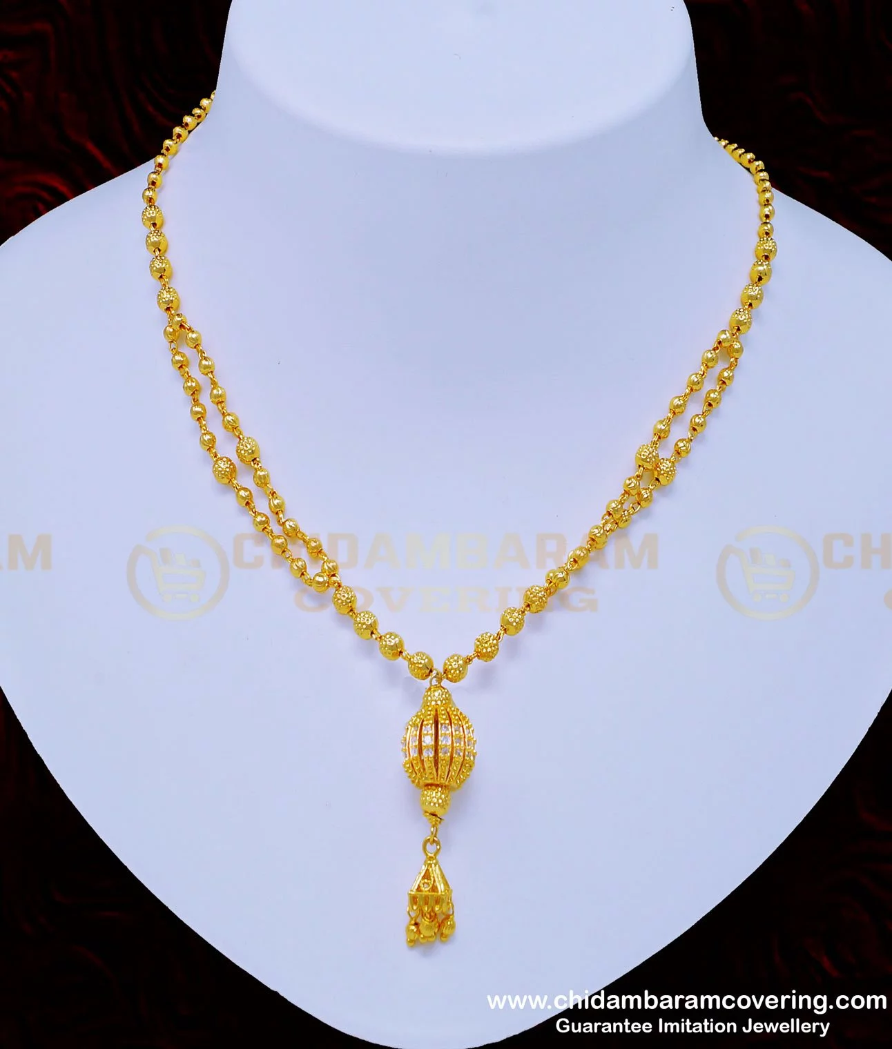 Red Crystal Bead & Gold bead Necklace – Sanvi Jewels