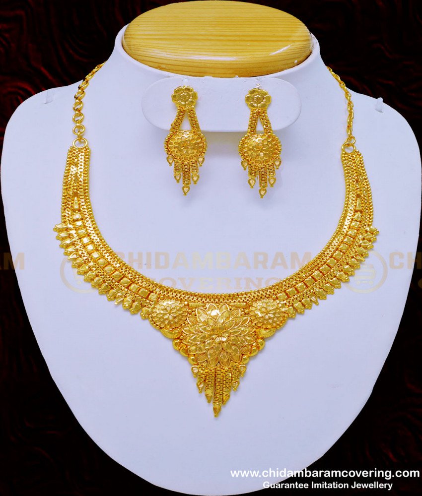 gold covering jewellery, gold plated jewellery, one gram gold necklace, gold necklace design, necklace with price, 