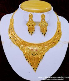 NLC907 - Real Gold Design Bridal Wear One Gram Gold Guarantee Necklace Set for Wedding 