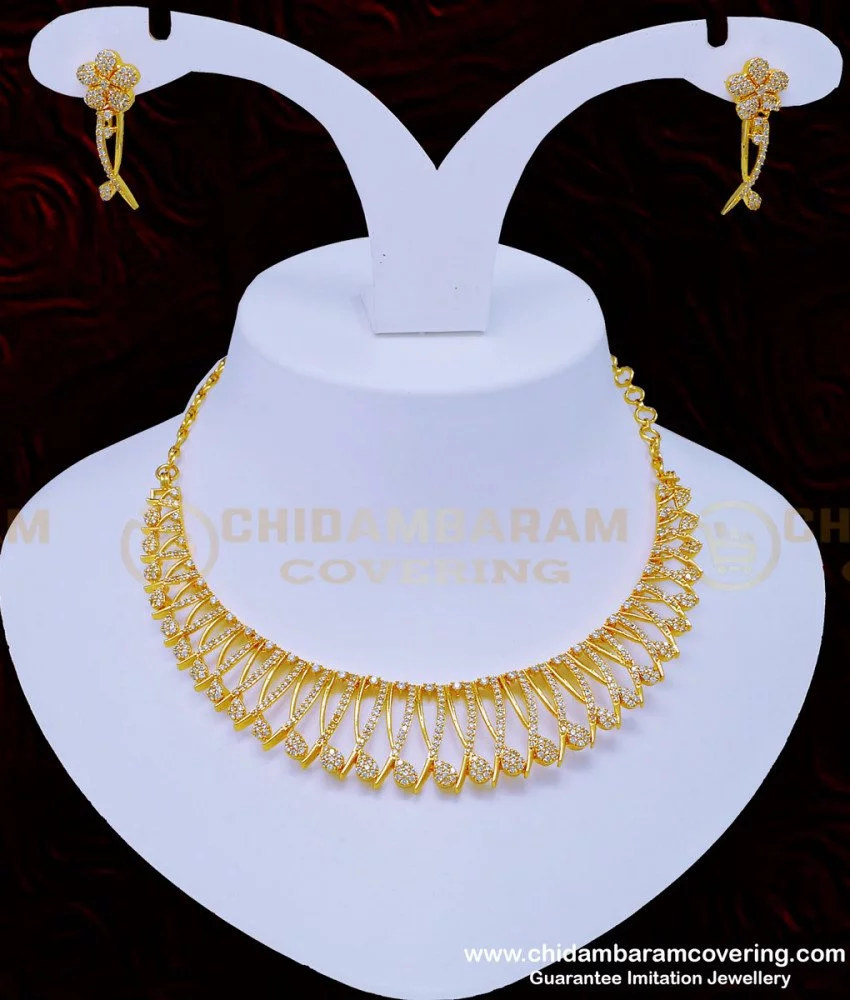 Buy Elegant Modern Diamond Pattern White Stone Necklace with