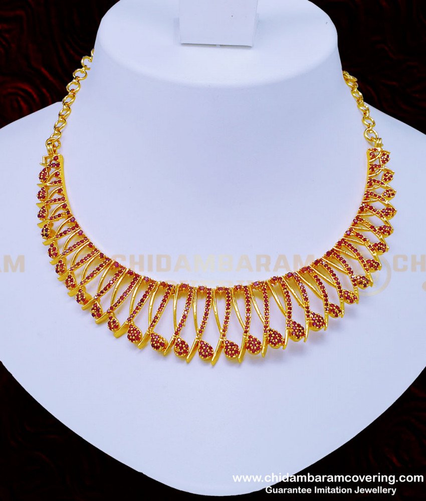 gold plated choker necklace, stone choker set. choker necklace buy online shop, imitation jewellery, ad jewellery, white stone jewellery, gold covering necklace, 