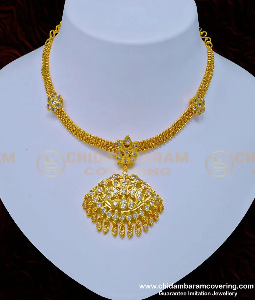 Buy South Indian White Stone Impon Attigai One Gram Gold Jewellery Online