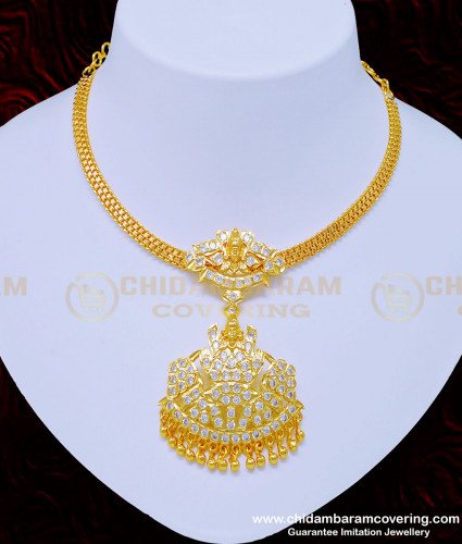 NLC927 - First Quality Impon Lakshmi Dollar White Stone Gold Plated Attigai for Wedding 