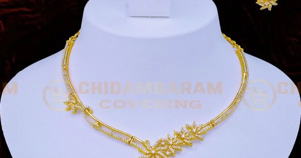 nlc947 latest bridal wear yellow gold diamond necklace set sri lankan wedding jewellery1