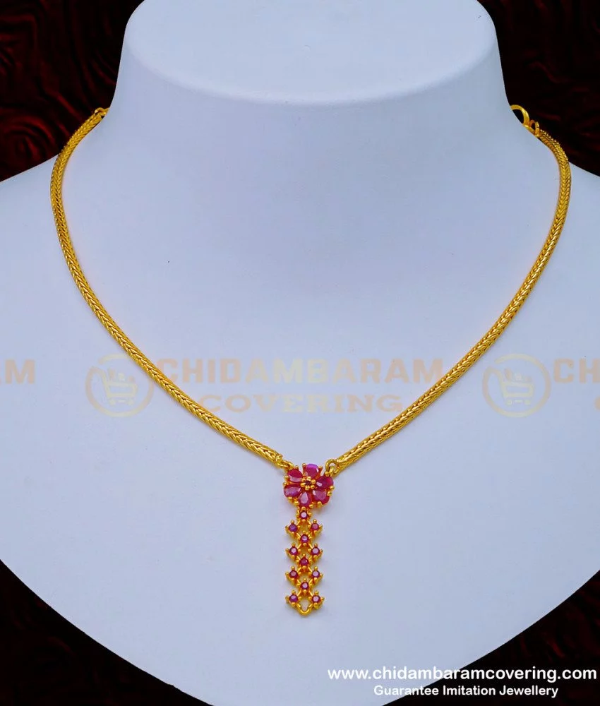 Simple Designer Ruby Necklace By K.N Jewellers - South India Jewels