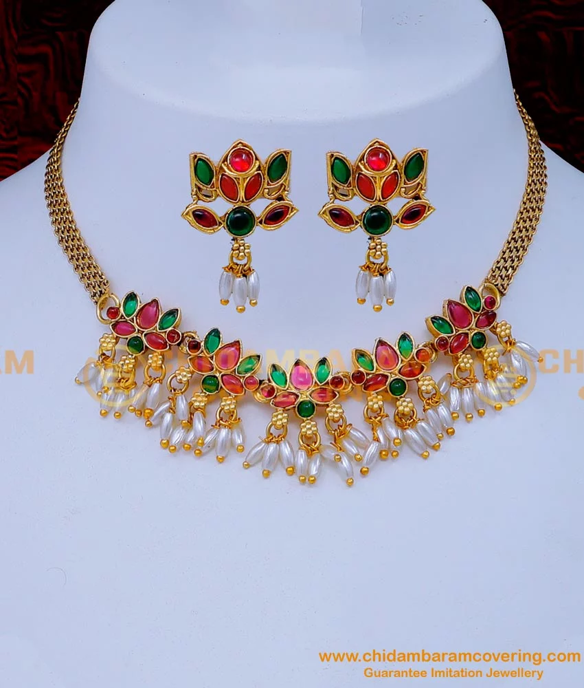 52% OFF on Mirraw - come, relive India Gold Plated Designer Flower Necklace  Set Jewellery For Womens & Girls - For All Occasion ( CLJWNSSJ0271 ),Free  Size,3388602 on Amazon | PaisaWapas.com