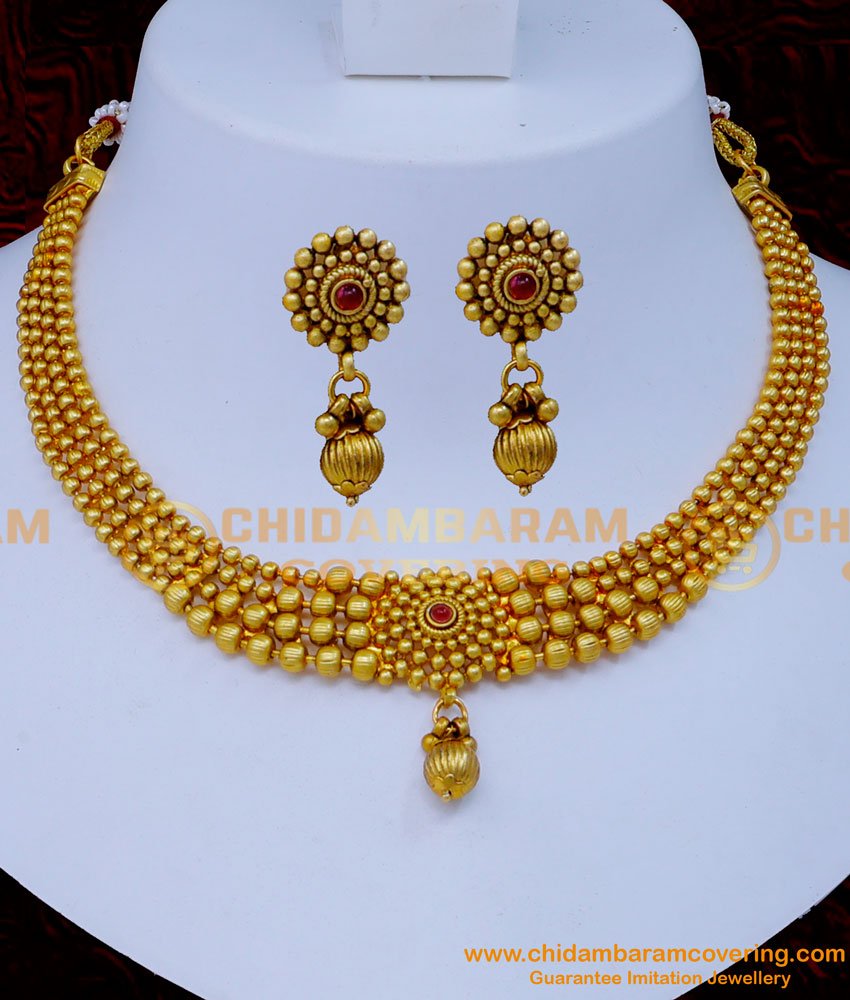 Antique necklace, Antique Choker Necklace Artificial, indian antique jewellery online shopping, Gold Antique choker Set, Antique Choker Set online,