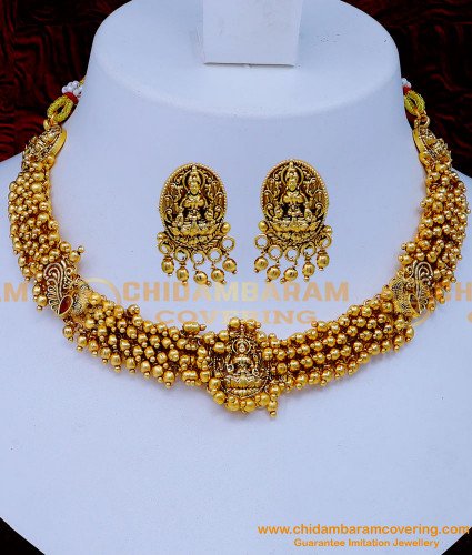 NLC1278 - Wedding Antique Gold Jewellery Necklace Designs with Earrings