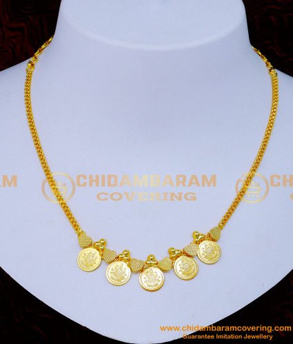 NLC1286 - Gold Design Light Weight Lakshmi Coin Necklace Designs