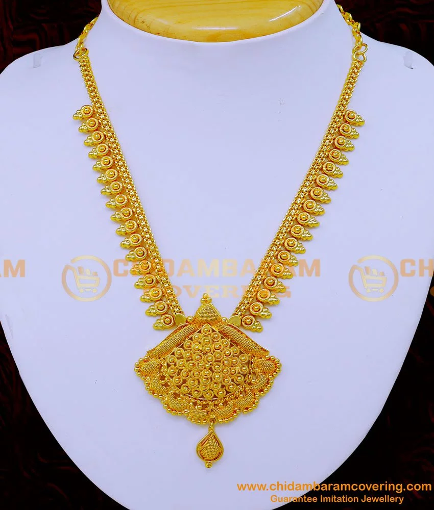 22K Gold Plated Step Ball Chain 9 Lines Indian Wedding Necklace Earrings  Tikka | eBay