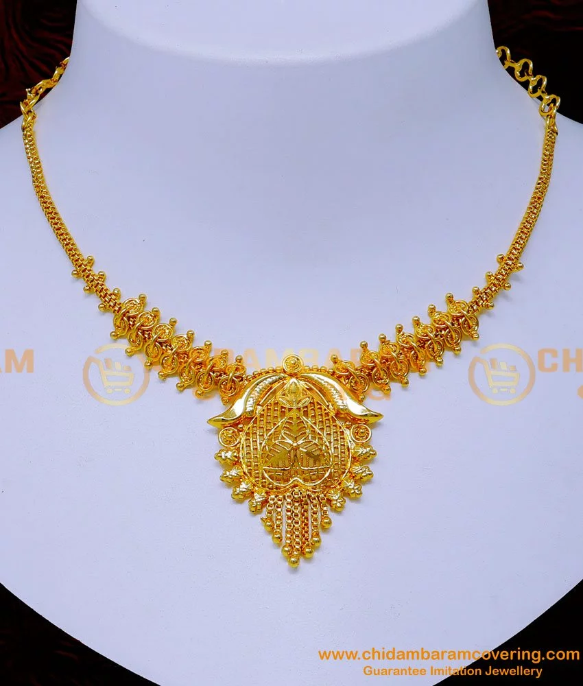 Beads necklace with side brooches - Indian Jewellery Designs