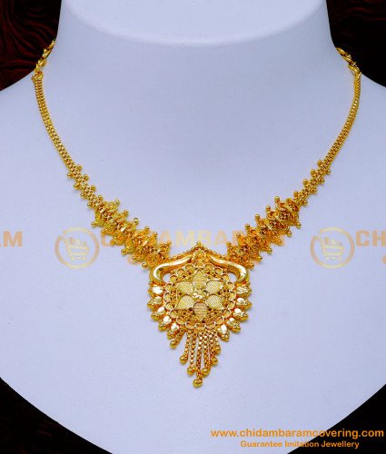 NLC1321 - Simple Bridal Necklace Gold Plated Necklace Designs