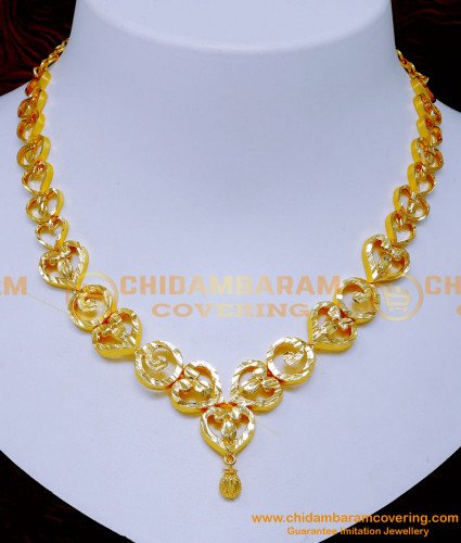 NLC1327 - Wedding Design Simple Bridal Gold Necklace Designs Latest Collection