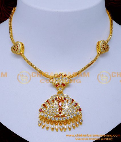 NLC1333 - First Quality Impon Stone Gold Necklace Designs for Wedding