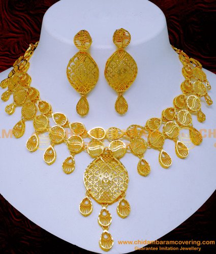 NLC1396 - Unique Gold Forming Modern Dubai Gold Necklace Designs